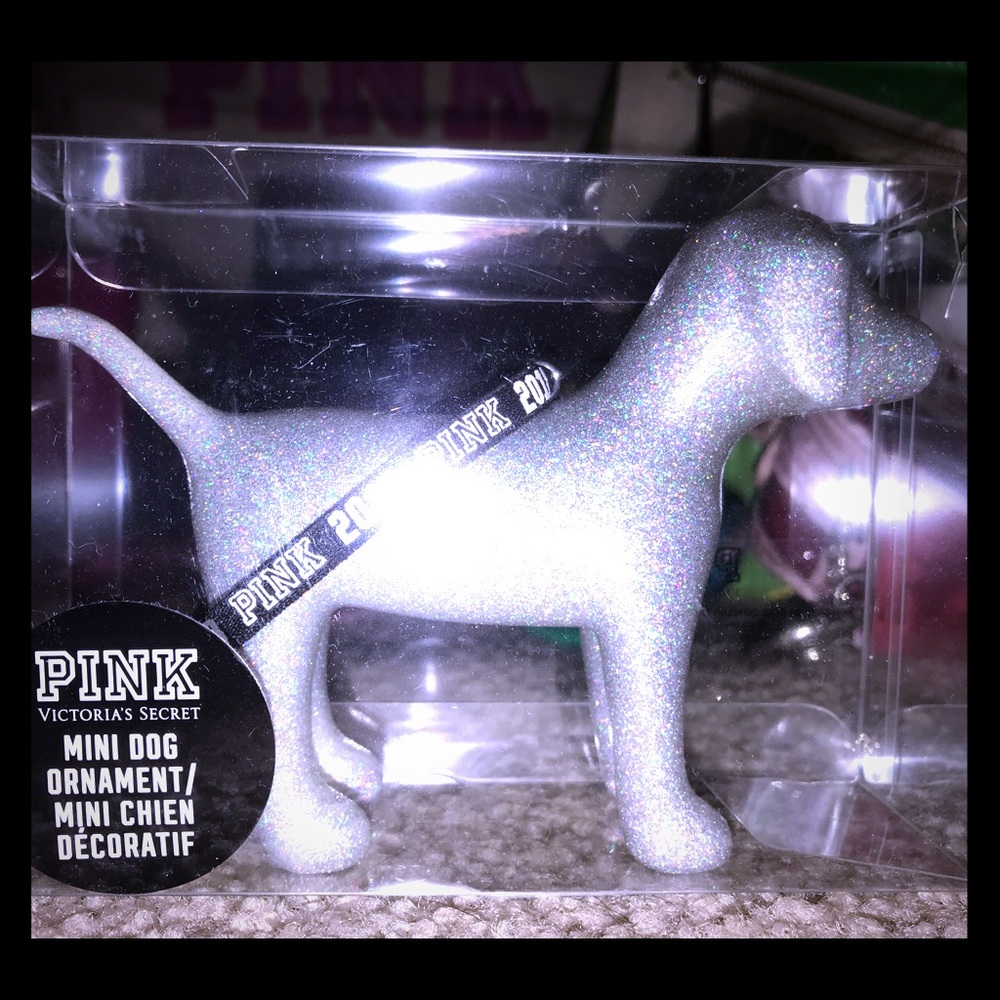 💕NEW Pink VS mini silver 2018 glitter dog ornament💕 - Picture 4 of 8